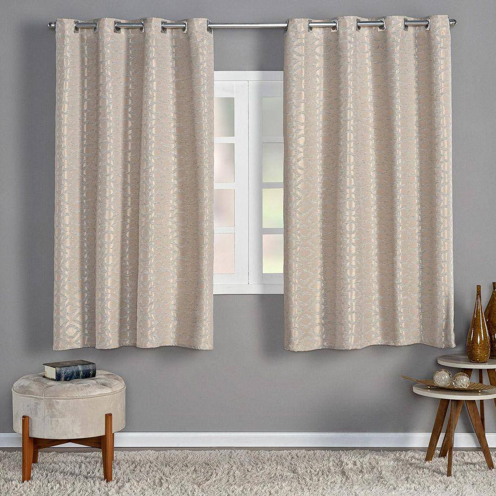 Cortina Albany 4,00M X 2,50M Jacquard Corta Luz Sala Dourado