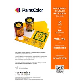 Vinil PET Adesivo Dourado Metalizado Prova Dagua A4 - 10 F