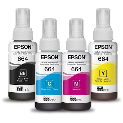 imagem-Kit 4 Garrafas Epson T664 para Ecotank 4 cores T664520-4P