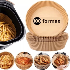 Kit 100 Formas Forro Papel Airfryer Fritadeira Descartável