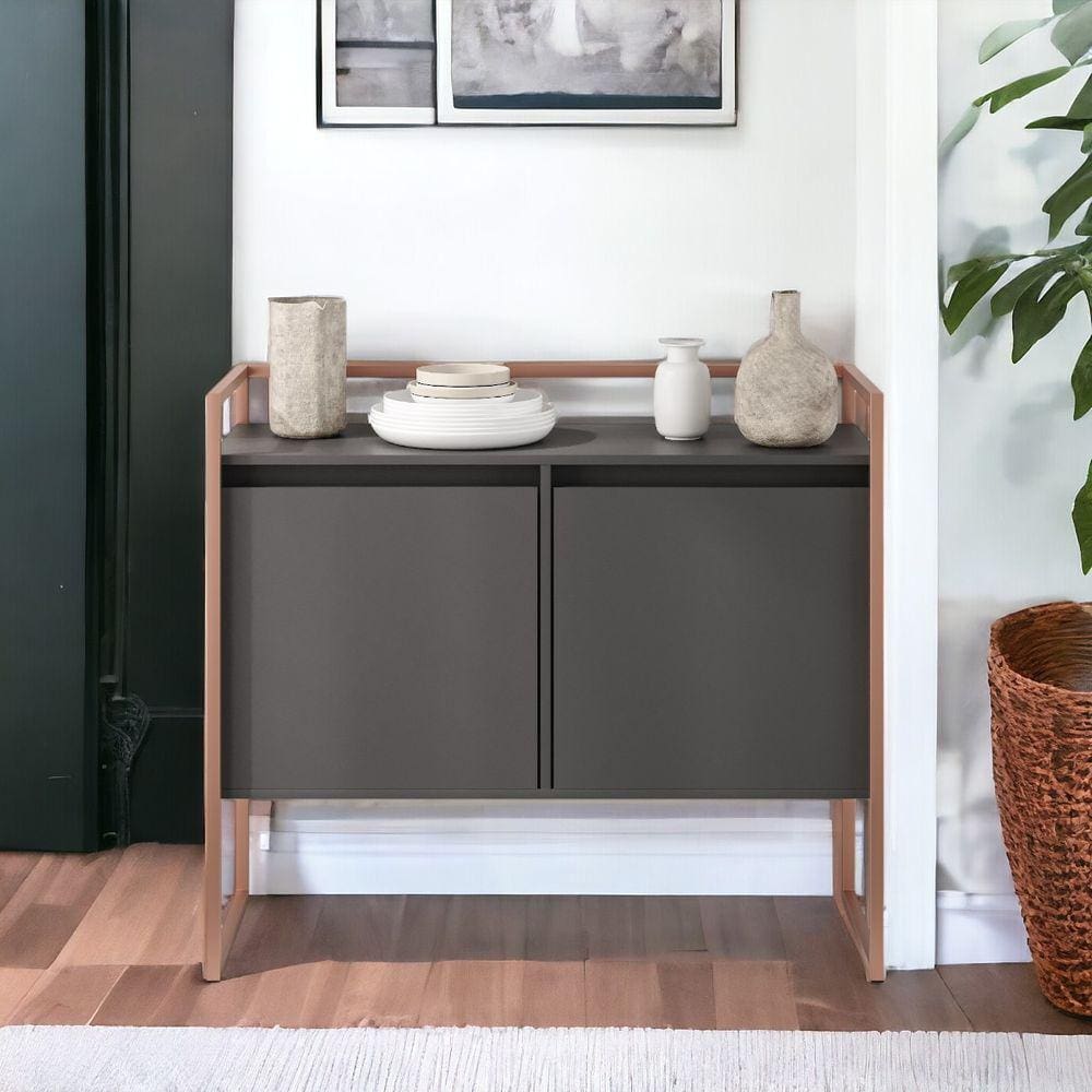 Aparador Junior Luxo 2 Portas Preto Cobre