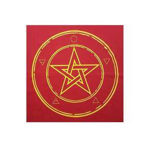 Toalha Pentagrama Força Wicca para Tarô Vermelha 70CM