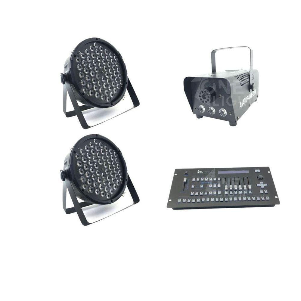 Kit 2 Par Leds 3 Em 1 + Máquina De Fumaça 600W + Mesa Pilot