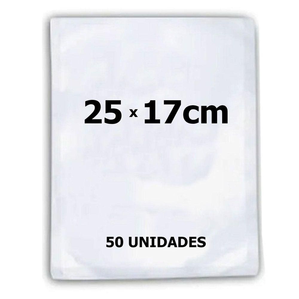 50 Saco Plástico 25X17Cm Embalagem Ranhuras Seladora A Vácuo