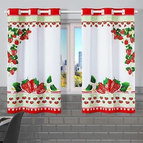 Cortina De Cozinha 2,20M X 1,30M Oxford Janela Morango