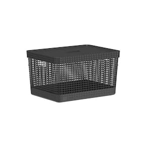 Cesto Organizador Grid Com Tampa 20 Litros Preto - OU