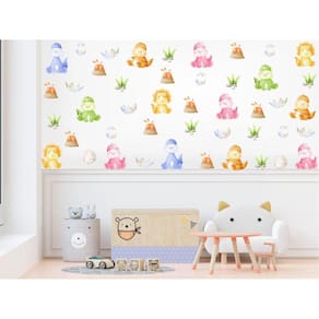 Adesivo De Parede Infantil Dinossauros Cute Aquarela