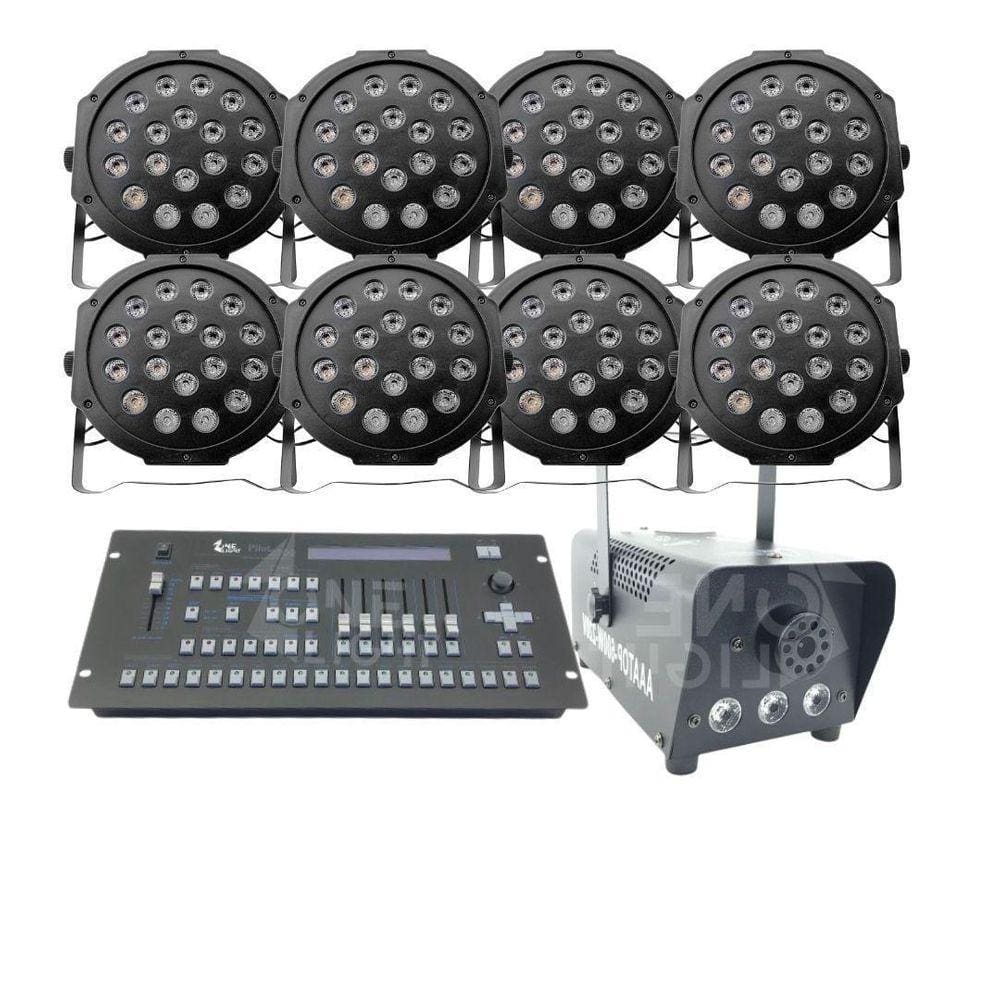Kit 8 Par Led 18 Leds + Máquina De Fumaça 600W + Mesa Pilot