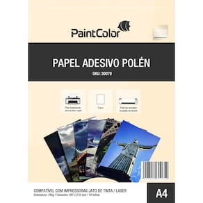 Papel Adesivo Polen para Jato de Tinta 180g A4 - 10 Folhas