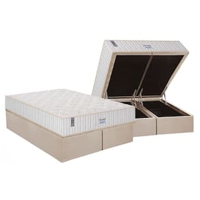 Cama Box Baú King: Colchão Molas Ensacadas Sealy MasterPocket Miami + Base CRC Suede Clean(193x203)
