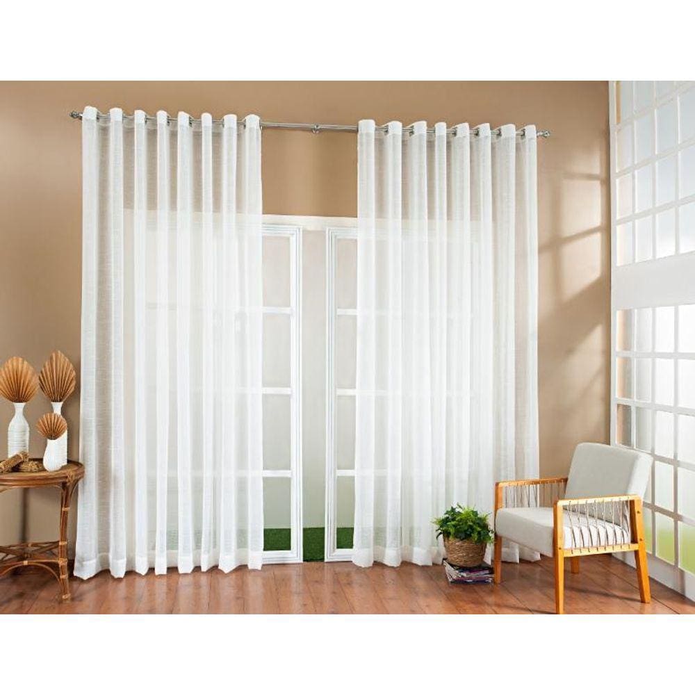 Cortina Luxo Gaze De Linho Sem Forro 8,00X2,50 Marfim