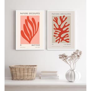 Kit 2 Quadros Decorativos Corais De Matisse 45X34Cm