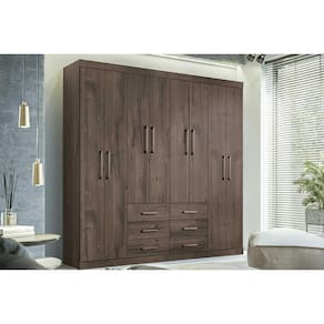 Guarda Roupa Casal 8 Portas E 6 Gavetas Liverpool Ébano - Santos Andirá