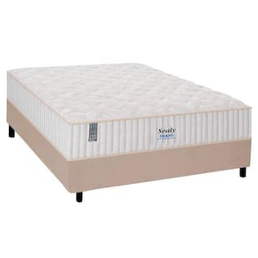 Cama Box Casal: Colchão Molas MasterPocket Ensacadas Sealy Miami + Base CRC Suede Bege(138x188)