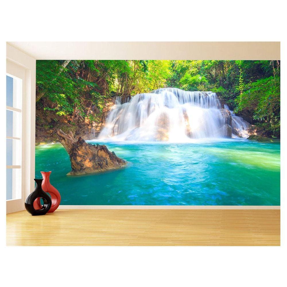 Papel De Parede 3D Paisagem Cachoeira Florestas 3,5M Nch230
