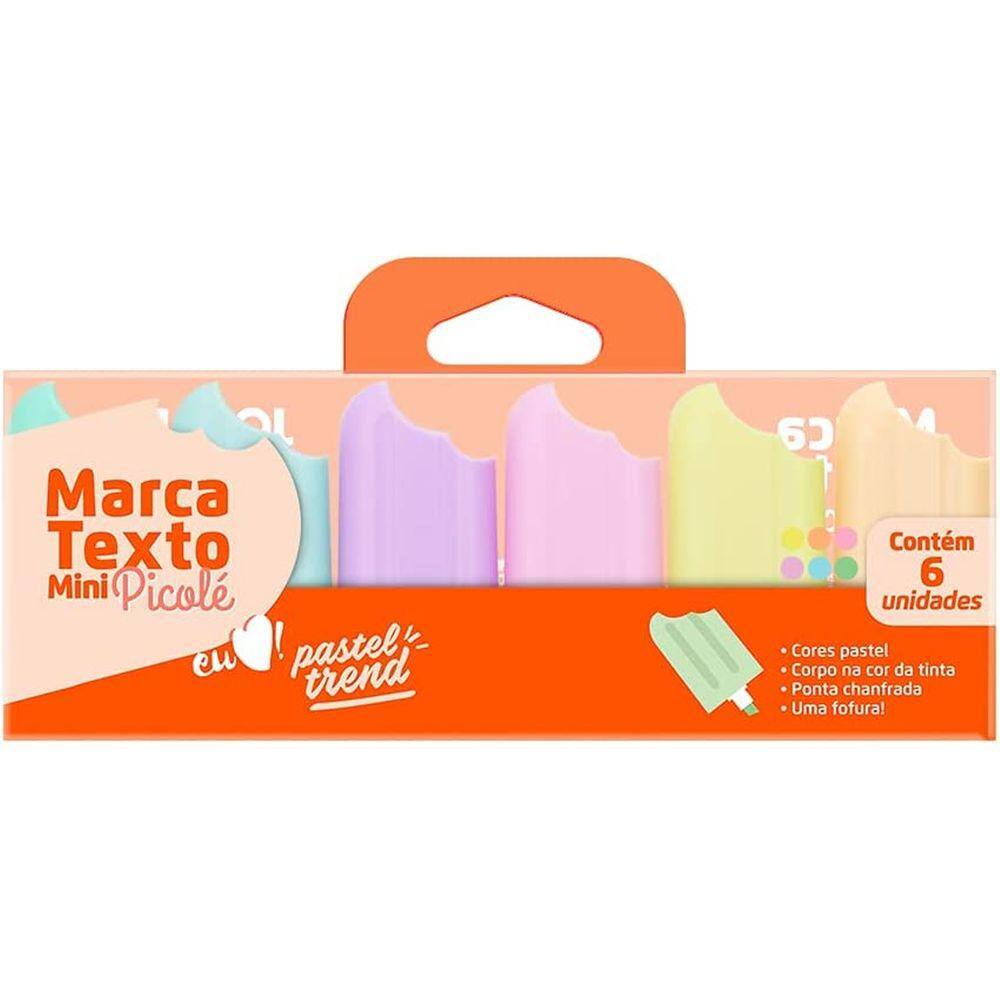 Marca Texto Picole 6 Cores Leoarte