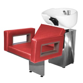 Lavatório Salão de Beleza Lisboa Base Inox Vermelho