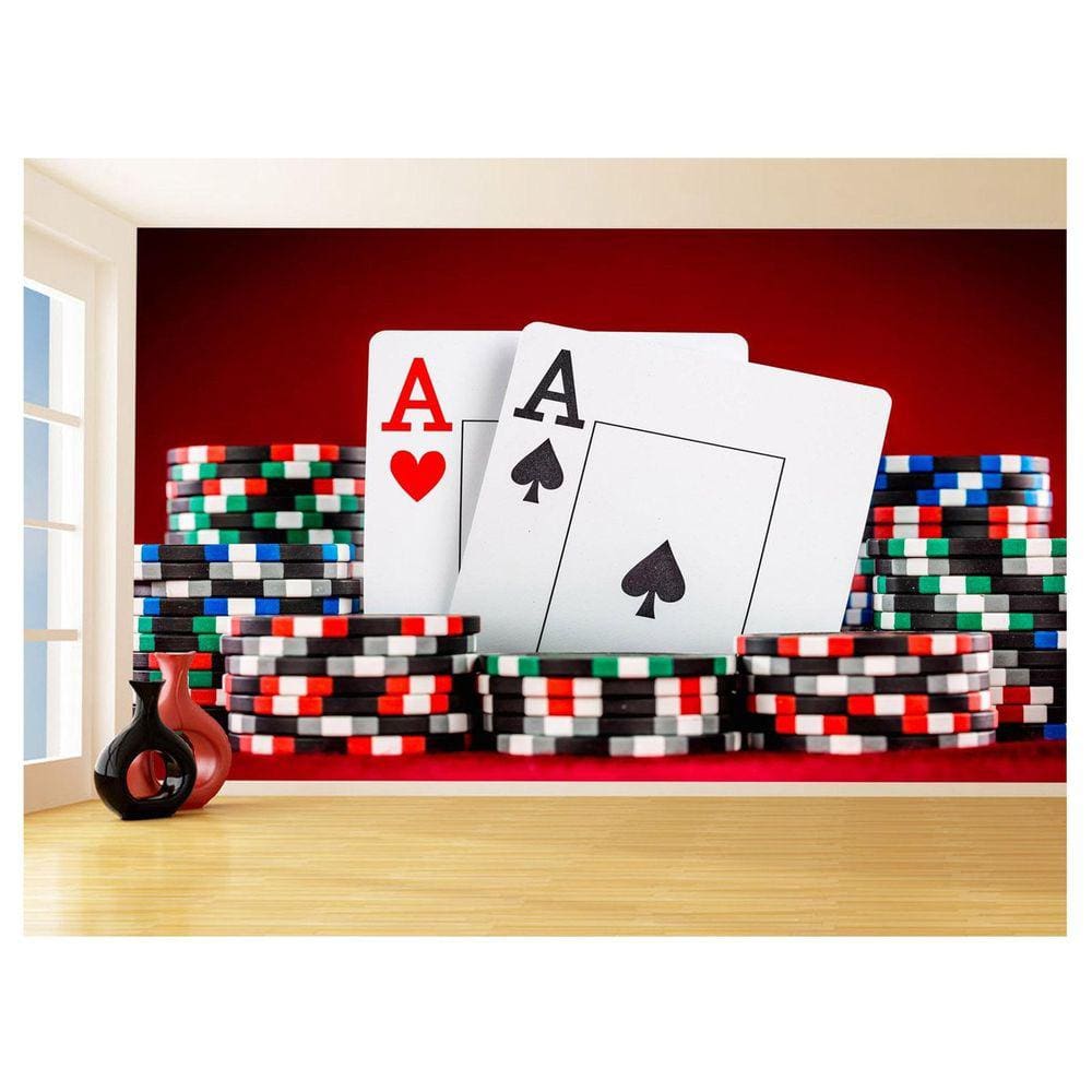Papel De Parede 3D Salão De Jogos Cartas Poker 3,5M Jcs66