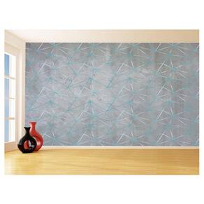 Papel De Parede Concreto Linhas Azul Turquesa 3,5M Kkt302
