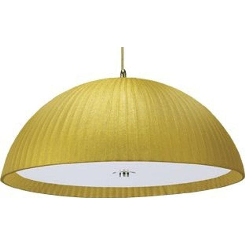 Pendente Lustre Arges Tecido Dourado Para Led 60 Cm