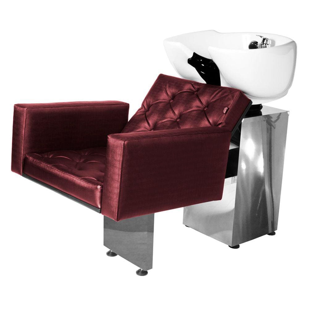 Lavatório Salão de Beleza Evidence Luxo Base Inox Bordô