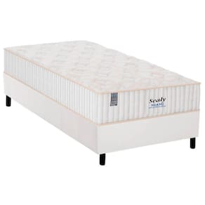 Cama Box Solteiro: Colchão Molas Ensacadas Sealy MasterPocket Miami + Base CRC Courano White(88x188)