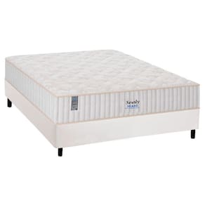 Cama Box Casal: Colchão Molas MasterPocket Ensacadas Sealy Miami + Base CRC Courano Branco(138x188)