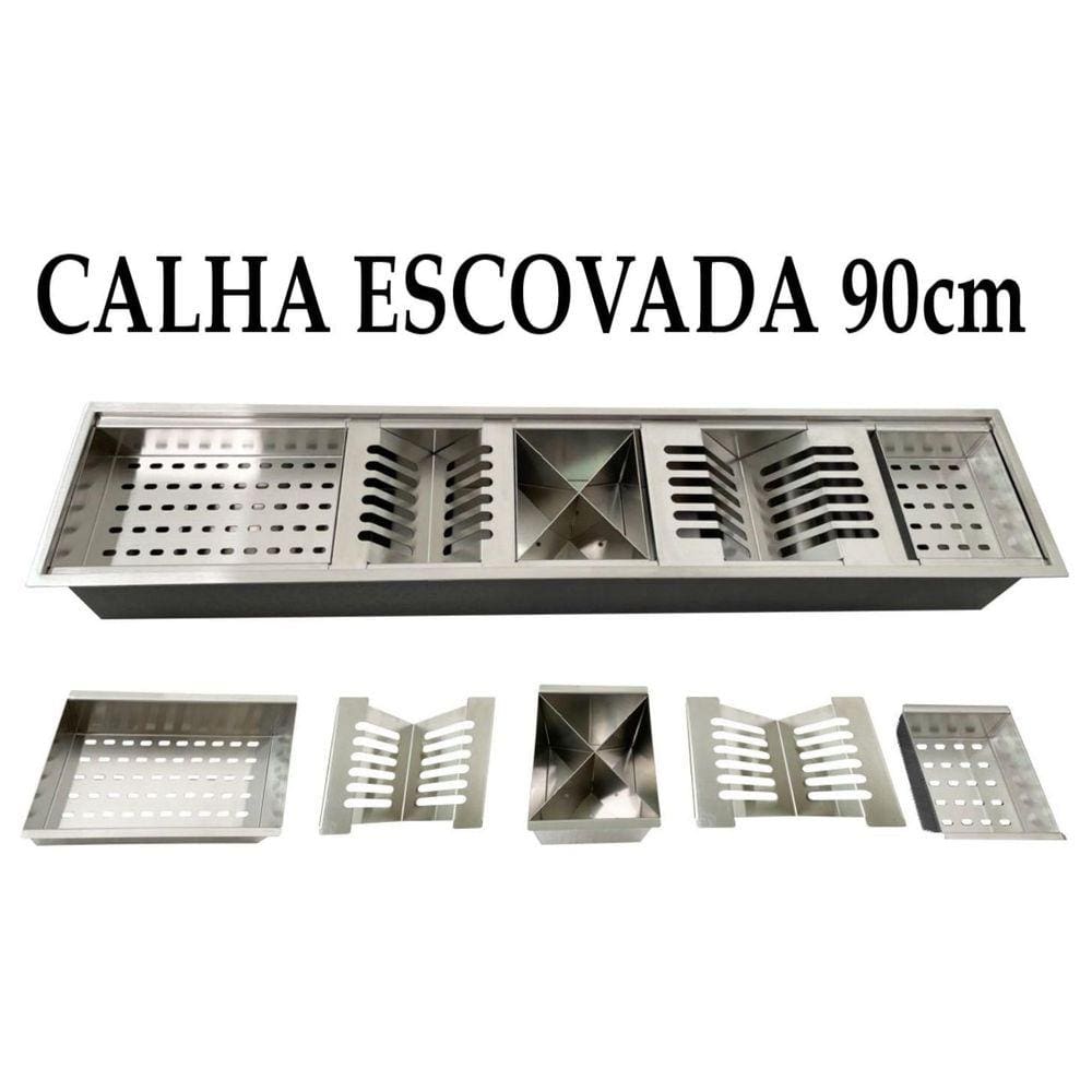 Calha Canal Organizador Escorredor Gourmet Úmida Inox 60Cm