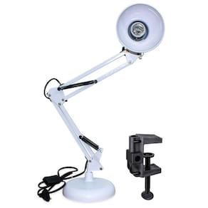 Luminária E27 Abajur Articulável Base E Garra Mesa Branco