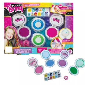 Mechas Coloridas Kit Menina Pinte Cabelo Make Infantil Linda