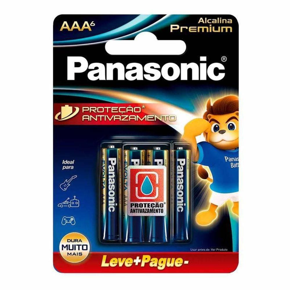 Pilha Alcalina Premium Panasonic Aaa Palito 06 Unidades Lr03egr/6b192 - Pç / 6 [F108]