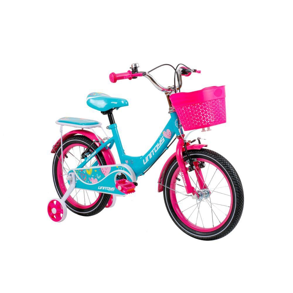 Bicicleta com cestinha de Menina Rosa Love Amor Tiffany com rodinhas laterais