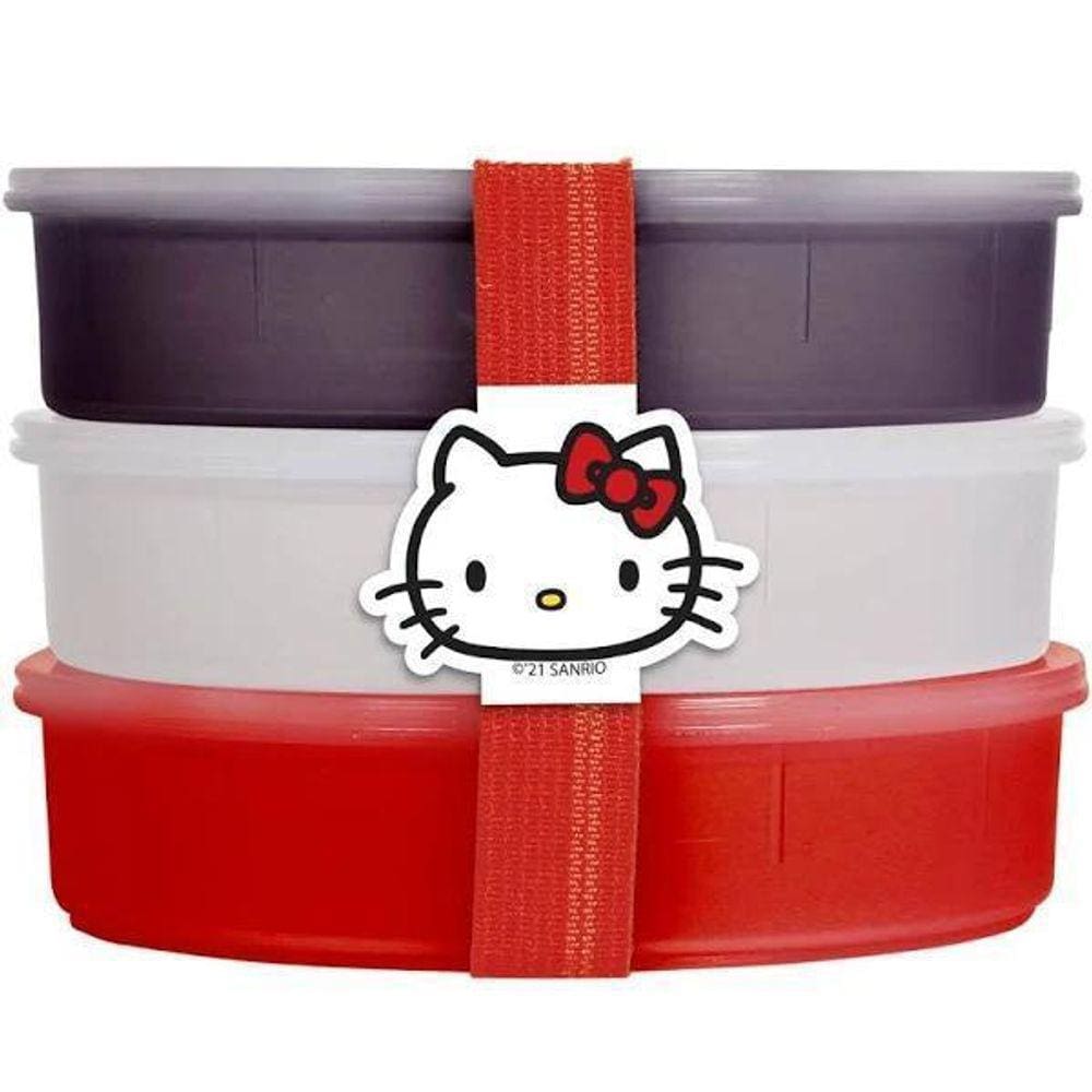 Conjunto 3 Potes Decorados Hello Kitty - Baby Go