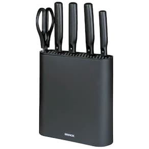 Jogo Facas Suporte Cepo Inox Preto Action 6 Peças Brinox