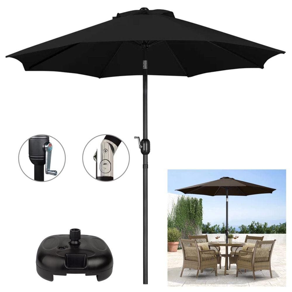 Ombrelone 3 metros Com Base Preta Articulado De Manivela Maresias Para Piscina - AMZ