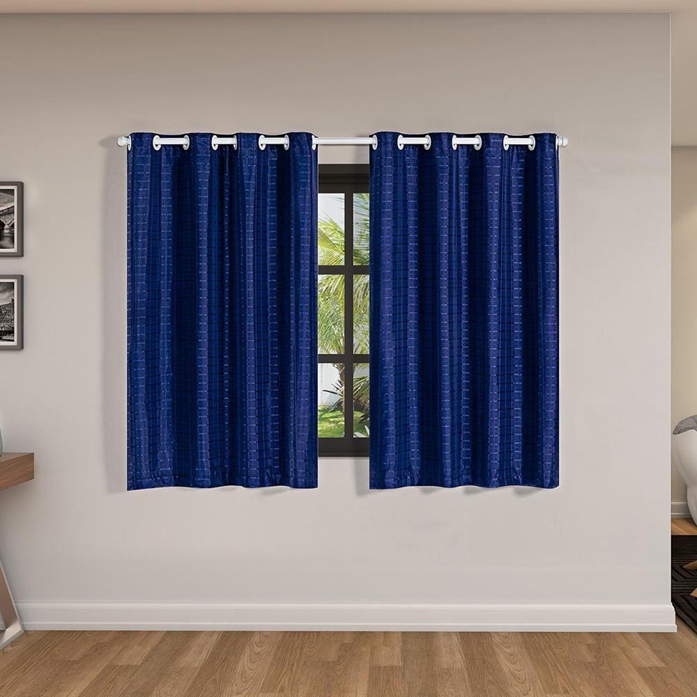 Cortina Blackout 2,80X1,60 Voal Corta Luz Sala Marinho