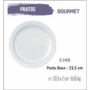 Jogo De Prato Gourmet 12 Pratos Rasos - 24Cm Branco