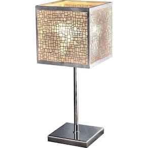 Abajur Luminária Mesa Apolo Inox Quadrado Led 18 X 43,5 Cm