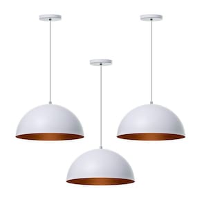 Kit 3 Lustres Pendentes Meia Lua Branco 30 Cm