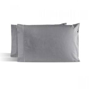 Kit 02 Fronhas Percal 200 Fios Ponto Palito Sleep Cinza