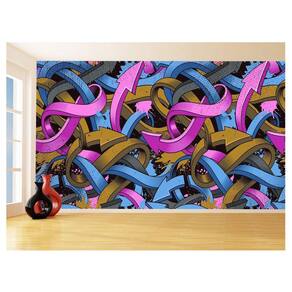 Papel De Parede 3D Arte Graffiti Mural Setas Cor 3,5M Tra74