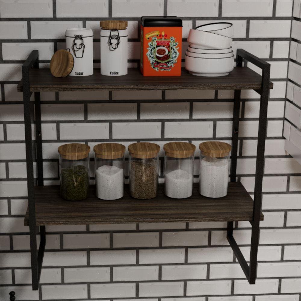 Prateleira Teto Parede Decorativa Industrial Cozinha 60cm Preto