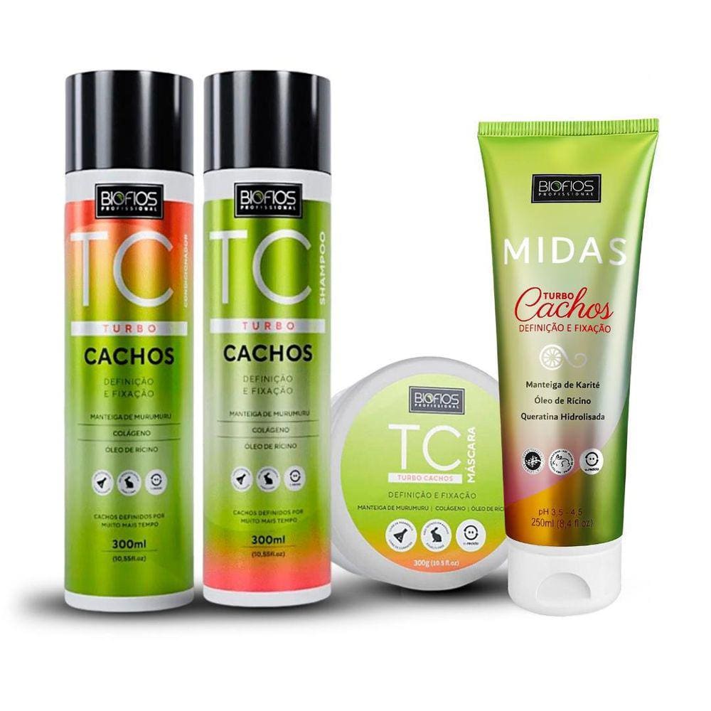 Kit Turbo Cachos Completo Fixação E Definição Cachos 4 Itens