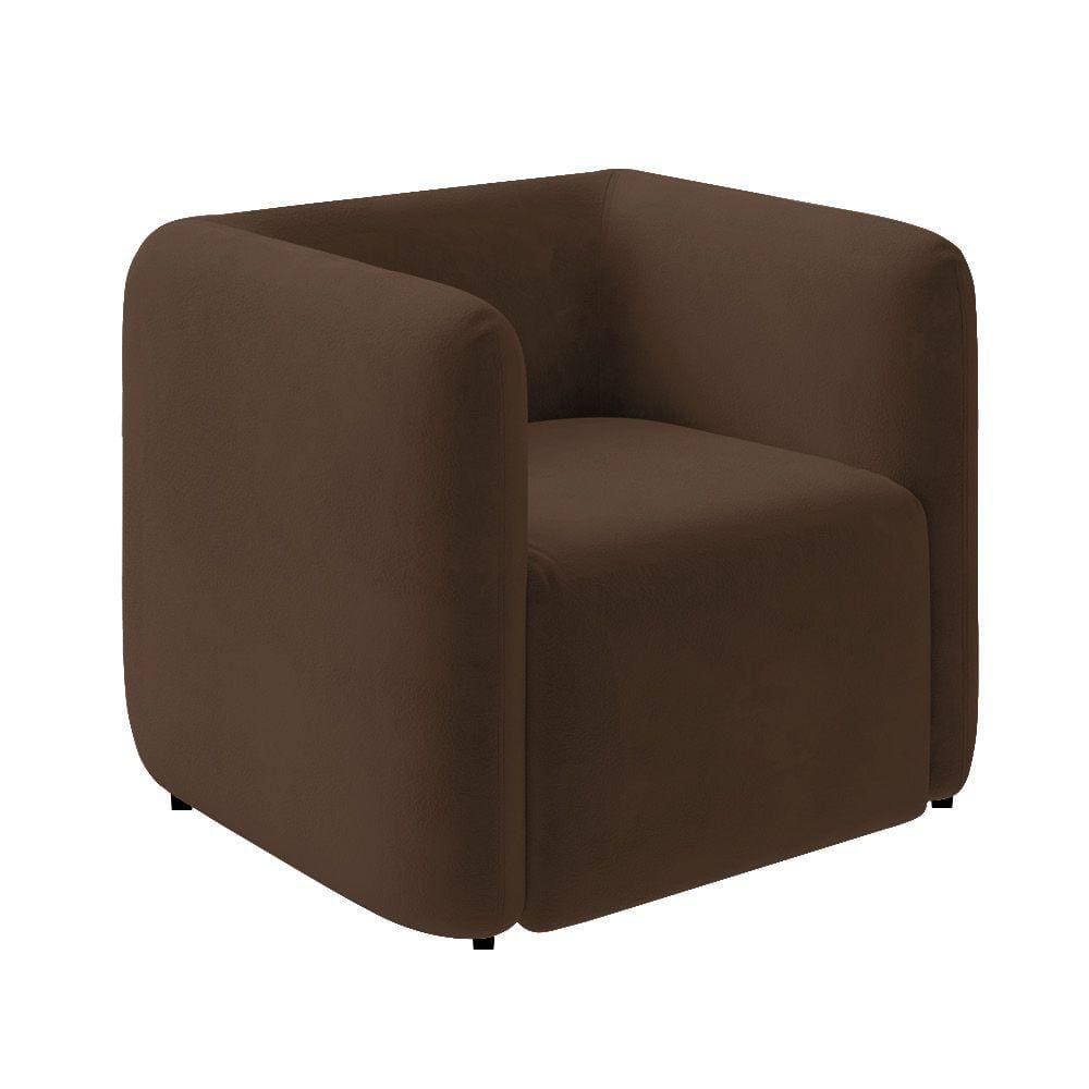 Poltrona Sala de Estar Decorativa Laguna Veludo Marrom K01 - D`Rossi