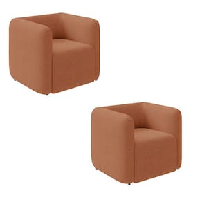 Poltrona Sala de Estar Decorativa Kit 2 Laguna Bouclê Mostarda K01 - D`Rossi