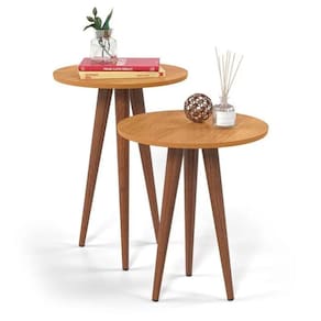 Conjunto 2 Mesas Slim Canto Cinamomo/Marrom