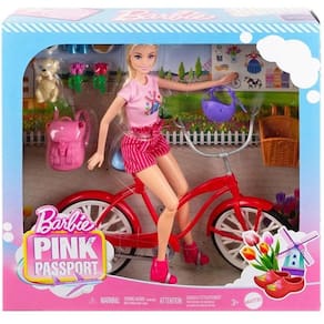 Barbie Estate Conjunto Bicicleta com Boneca e Cachorro Mattel HWJ00