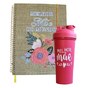 Kit Planner Marrom 80 Folhas Com Shakeira Copo Dia Das Mães