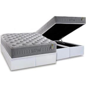 Cama Box Baú Queen: Colchão Molas Ensacadas Anjos MasterPocket Soft Dream + Base CRC Courano White(158x198)