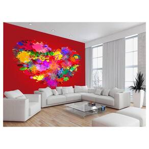Papel De Parede Arte Coração Colorido Pintura 3,5M Tra113